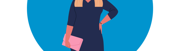 Mulher com vestido azul
